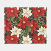 Rood wit groen poinsettia bloemen patroon fleece deken (Voorkant (Horizontaal))