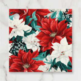 Rood Wit Groen Poinsettias Patroon Bedankjes Labels
