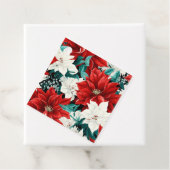  Rood Wit Groen Poinsettias Patroon Bedankjes Labels (In situ)