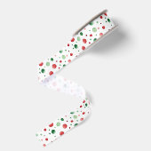 Rood Wit Groen Stippen Kerst Grosgrain Lint (Achterkant)