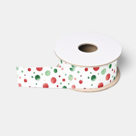 Rood Wit Groen Stippen Kerst Grosgrain Lint