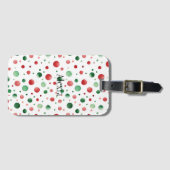 Rood Wit Groen Stippen Kerstmis Bagagelabel (Voorkant (horizontaal))