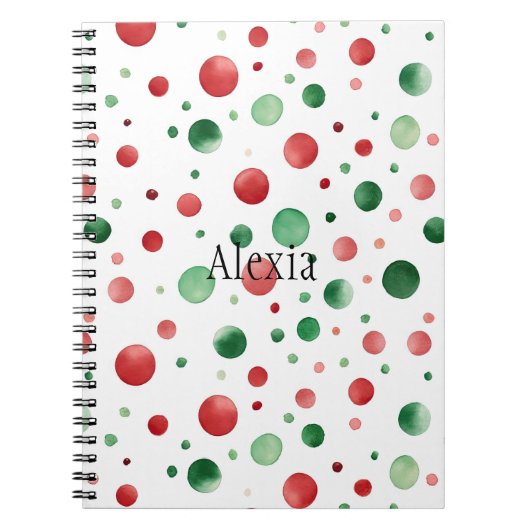 Rood Wit Groen Stippen Kerstmis Notitieboek (Voorkant)