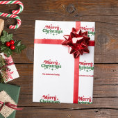Rood wit groen Vrolijk kerstfeest Cadeaupapier