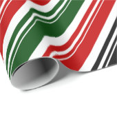 Rood Wit Groen Zwart Candy Cane Stripe Vakantie Cadeaupapier (Rol Hoek)