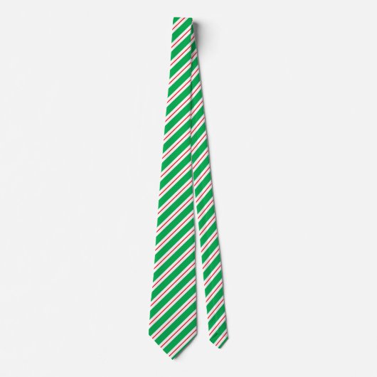 Rood Wit Groene Candy Cane Stripes Stropdas (Voorkant)
