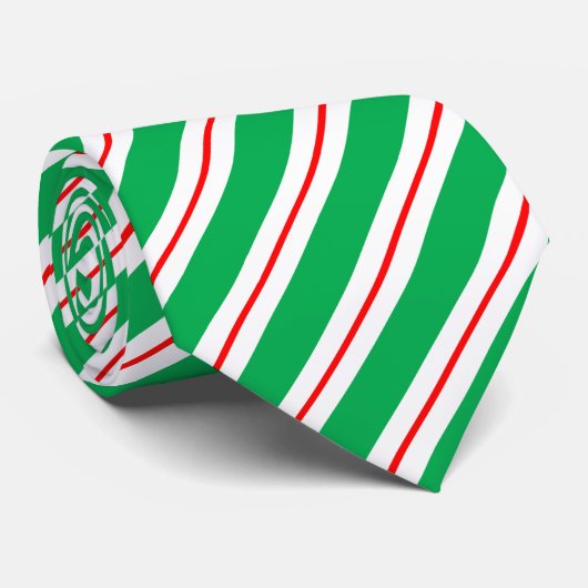 Rood Wit Groene Candy Cane Stripes Stropdas (Opgerold)