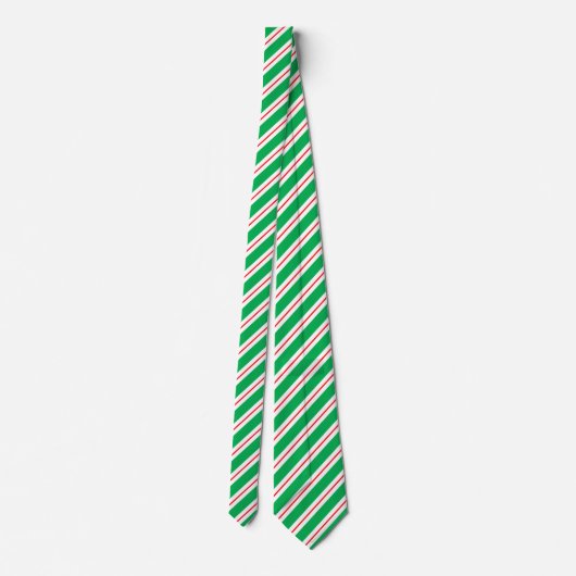 Rood Wit Groene Candy Cane Stripes Stropdas (Achterkant)