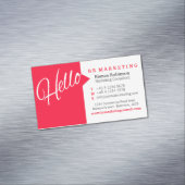 Rood wit hallo citaat visitekaartje magneet (Voorbeeld)