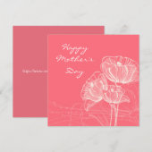 Rood & Wit Hand geschilderd Lineair Bloem Moederda Feestdagenkaart (Voorkant / Achterkant)