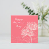 Rood & Wit Hand geschilderd Lineair Bloem Moederda Feestdagenkaart (Staand voorkant)