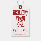 Rood & Wit Hand Getrokken Boog Huwelijk Cadeaulabel (Voorkant)