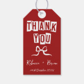 Rood & Wit Hand Getrokken Boog Huwelijk Cadeaulabel (Voorkant)