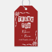 Rood & Wit Hand Getrokken Boog Huwelijk Cadeaulabel (Voorkant)