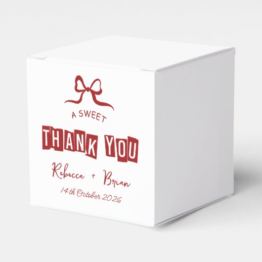 Rood & Wit Hand Getrokken Boog Schets bruiloft Bedankdoosjes (Voorkant Zijde)