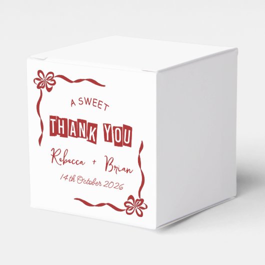 Rood & Wit Hand Getrokken Boog Schets bruiloft Bedankdoosjes (Voorkant Zijde)