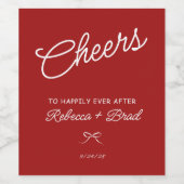 Rood & Wit Hand Getrokken Boog Schets bruiloft Wijn Etiket (Enkel label)