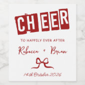 Rood & Wit Hand Getrokken Boog Schets bruiloft Wijn Etiket (Enkel label)