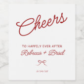 Rood & Wit Hand Getrokken Boog Schets bruiloft Wijn Etiket (Enkel label)