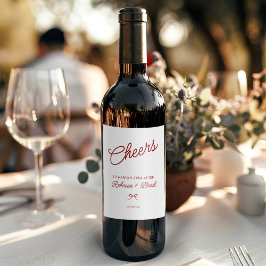 Rood & Wit Hand Getrokken Boog Schets bruiloft Wijn Etiket