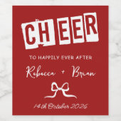 Rood & Wit Hand Getrokken Boog Schets bruiloft Wijn Etiket (Enkel label)