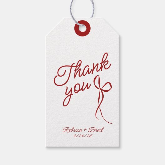 Rood & Wit Hand Getrokken Boog Trouwcadeau Label Cadeaulabel (Voorkant)