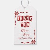Rood & Wit Hand Getrokken Boog Trouwcadeau Labels Cadeaulabel (Voorkant)
