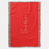 Rood wit handgeschreven minimalistisch Jouw naam Deken (Voorkant Verticaal)