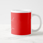 Rood wit handgeschreven minimalistisch Jouw naam Grote Koffiekop (Rechts)