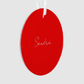 Rood wit handgeschreven minimalistisch Jouw naam Ornament (voorkant)