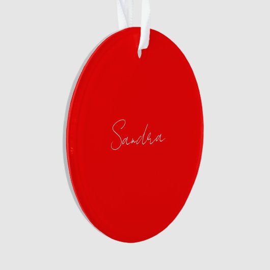 Rood wit handgeschreven minimalistisch Jouw naam Ornament (voorkant)