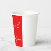 Rood wit handgeschreven minimalistisch Jouw naam Papieren Bekers (Links)