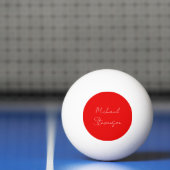 Rood wit handgeschreven minimalistisch Jouw naam Pingpongbal (Net)