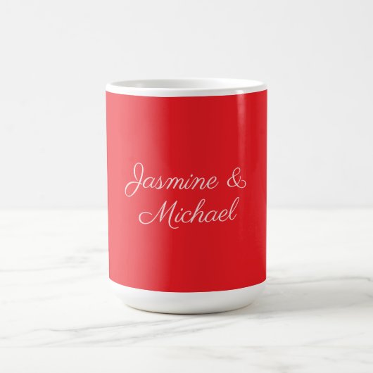 Rood & Wit Handgeschreven Namen Trouwen Koffiemok (Center)