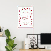 Rood & Wit Handgetekend Boog Huwelijks Welkomstbor Poster (Thuiskantoor)