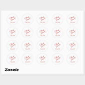 Rood & Wit Handgetekende Strik Bruiloft Ronde Sticker (Vel)