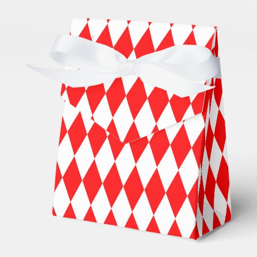 Rood Wit Harlequin Diamonds Checkers Ontwerp Bedankdoosjes (Voorkant Zijde)