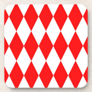 Rood Wit Harlequin Diamonds Checkers Ontwerp Bier Onderzetter