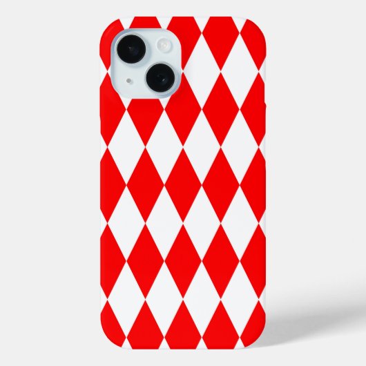 Rood Wit Harlequin Diamonds Checkers Ontwerp Case-Mate iPhone Case (Achterkant)