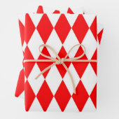 Rood Wit Harlequin Diamonds Checkers Ontwerp Inpakpapier Vel (In situ)