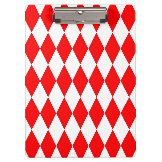 Rood Wit Harlequin Diamonds Checkers Ontwerp Klembord (Voorkant)