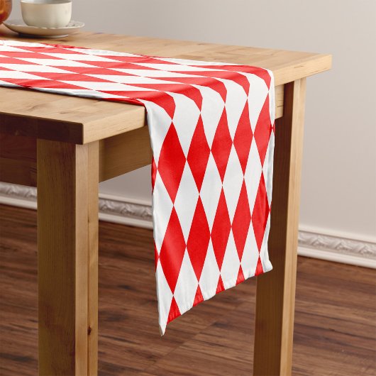 Rood Wit Harlequin Diamonds Checkers Ontwerp Korte Tafelloper