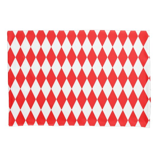 Rood Wit Harlequin Diamonds Checkers Ontwerp Kussensloop (Voorkant)