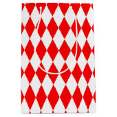 Rood Wit Harlequin Diamonds Checkers Ontwerp Medium Cadeauzakje (Voorkant)