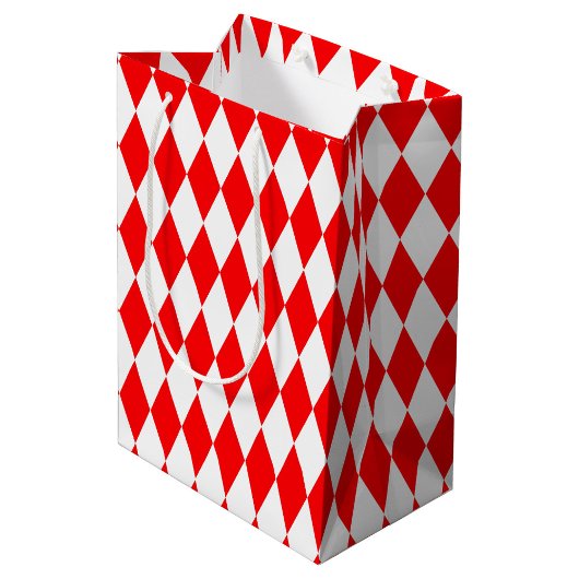 Rood Wit Harlequin Diamonds Checkers Ontwerp Medium Cadeauzakje