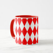 Rood Wit Harlequin Diamonds Checkers Ontwerp Mok (Voorkant links)