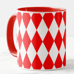 Rood Wit Harlequin Diamonds Checkers Ontwerp Mok