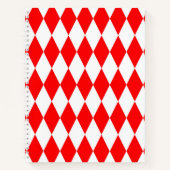 Rood Wit Harlequin Diamonds Checkers Ontwerp Notitieboek (Voorkant)