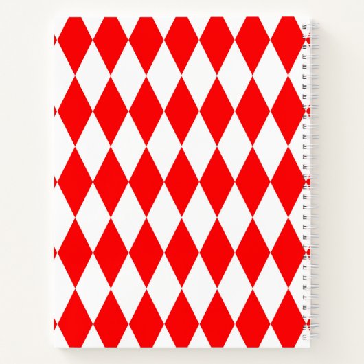 Rood Wit Harlequin Diamonds Checkers Ontwerp Notitieboek (Achterkant)