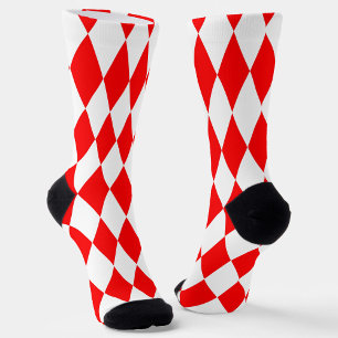 Rood Wit Harlequin Diamonds Checkers Ontwerp Sokken
